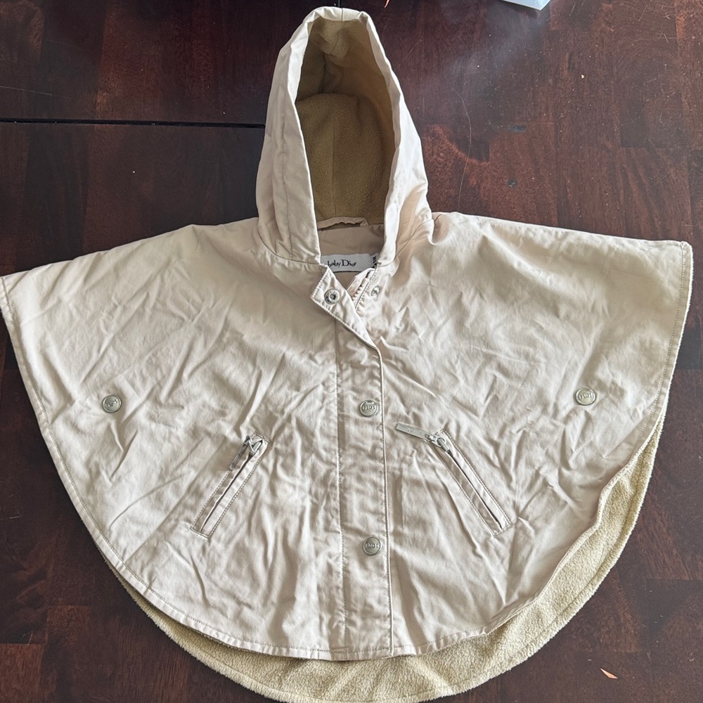 Kids Hooded Cape Coat - Cream